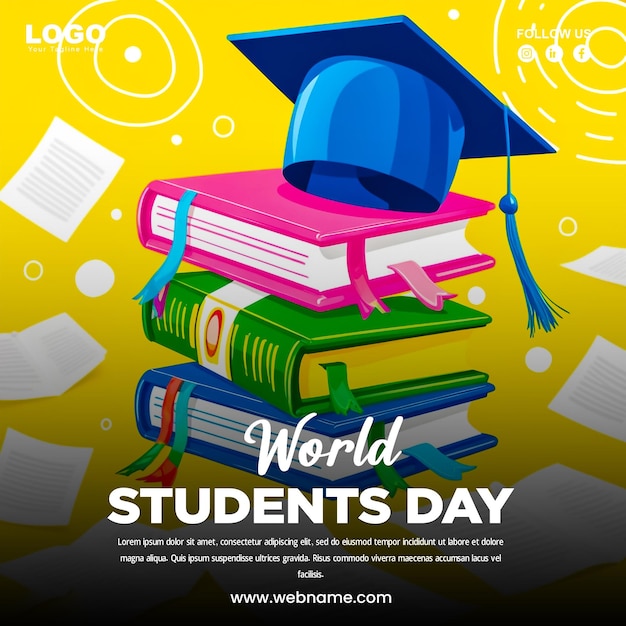 PSD world students day banner design template