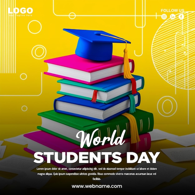 PSD world students day banner design template