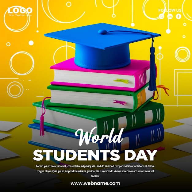 PSD world students day banner design template