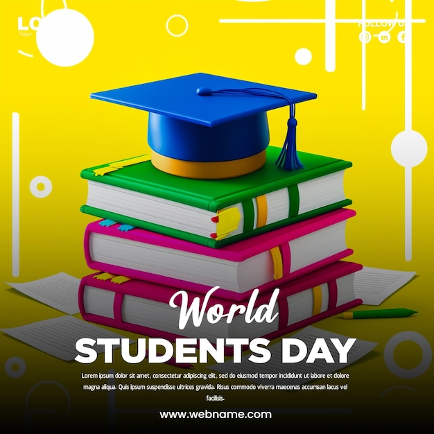 PSD world students day banner design template