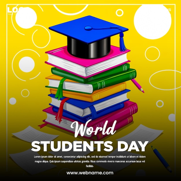 PSD world students day banner design template