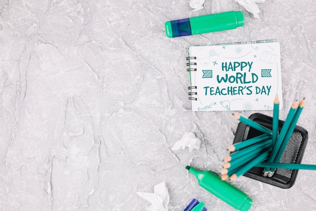 World teacher day mockup with booklet