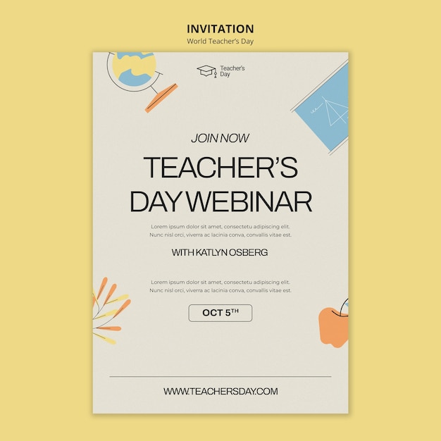 PSD world teacher's day invitation template