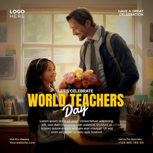 PSD world teachers day social media instagram post template