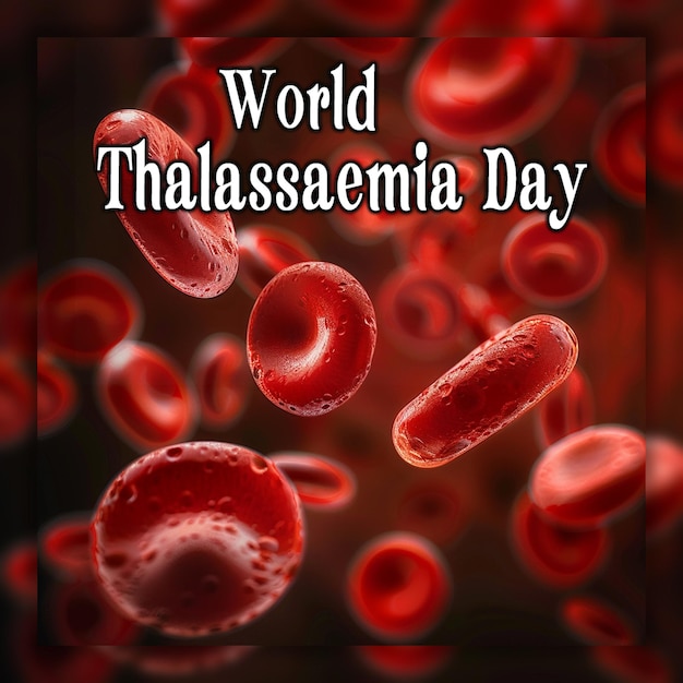 World thalassaemia day oxygencarrying red blood cells blocked blood vessel human anatomy background