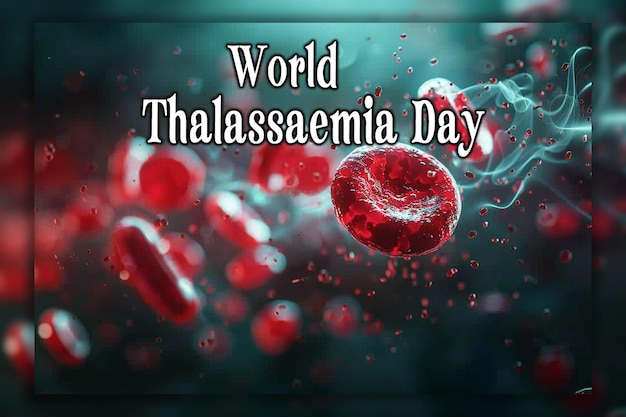 World thalassaemia day oxygencarrying red blood cells blocked blood vessel human anatomy background