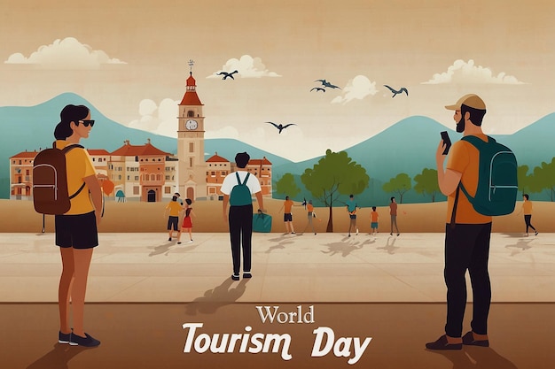 PSD world tourism day background design banner template