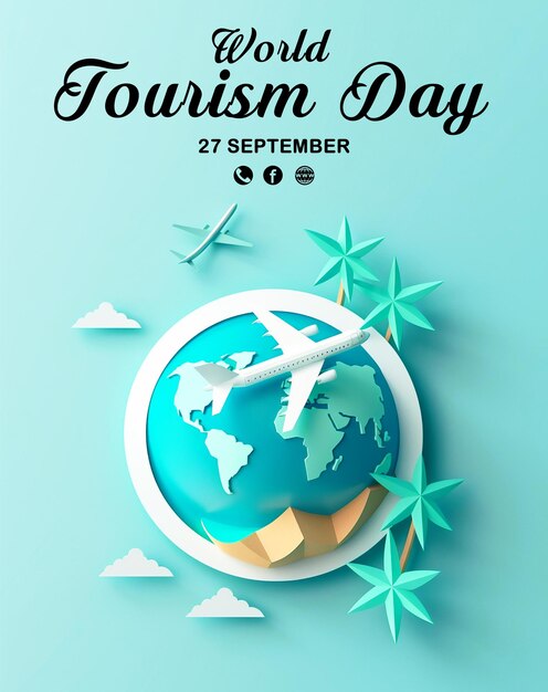 PSD world tourism day creative poster generated ai