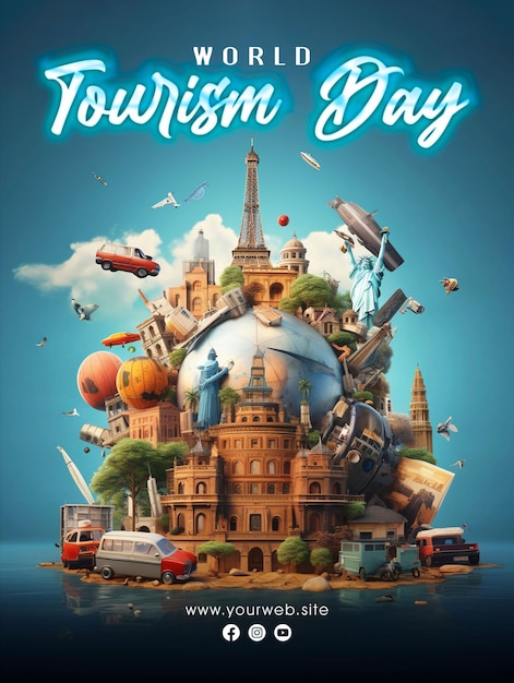 PSD world tourism day greeting social media post design