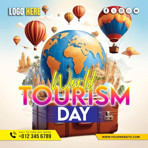 World Tourism Day social media banner and poster template