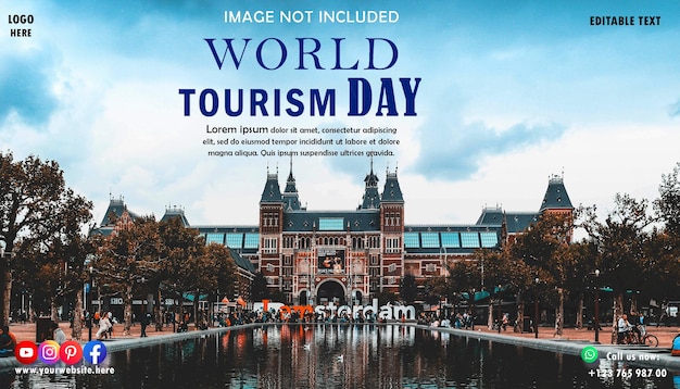 PSD world tourism day template for social media poster and banner