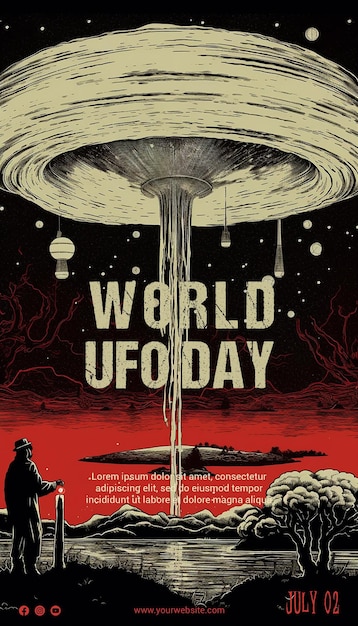 World UFO Day Poster Template UFO Illustration