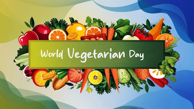 world vegan day green background template