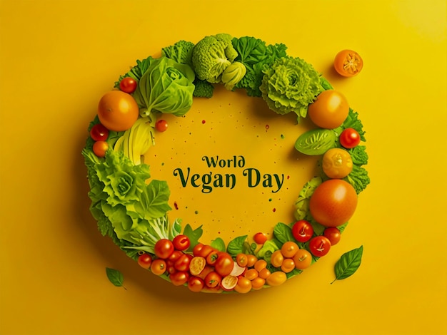 PSD world vegan day round shaped vegetable composition