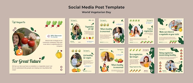 World vegetarian day instagram posts set