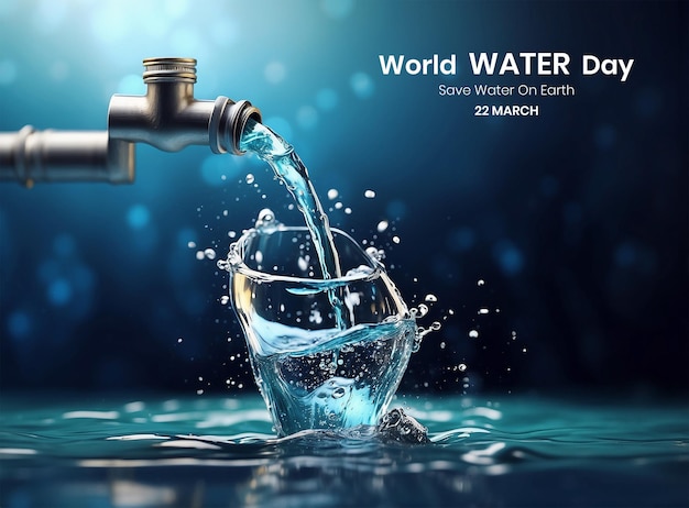 World Water Day Concept water flow from a water pipe