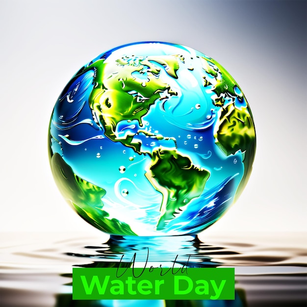 World Water Day social media design with the globe world for environmental and water drop background