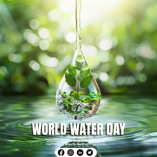 World Water Day vector abstract waterdrop concept Save the water