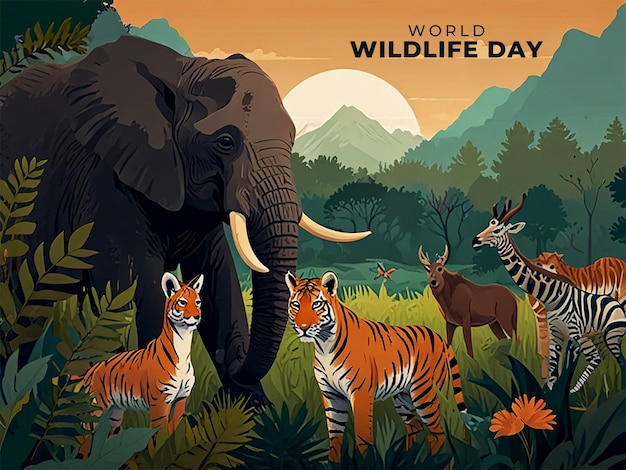 PSD world wildlife day background