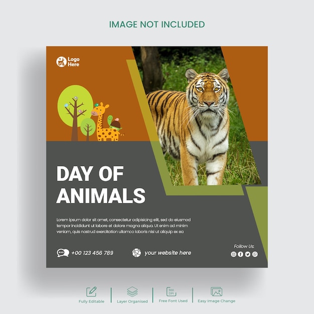 World wildlife day Instagram post and social media banner template design