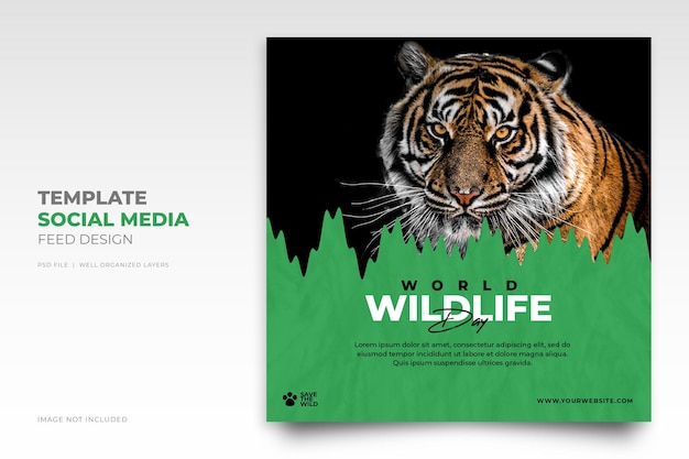 World Wildlife Day social media Instagram post template for wildlife and environment protection