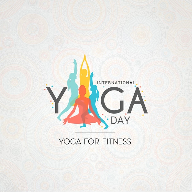 PSD world yoga day posture with mandala poster design