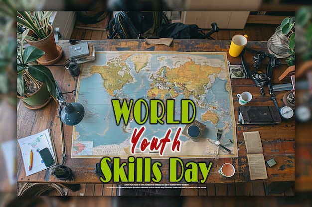 PSD world youth skills day celebration banner template