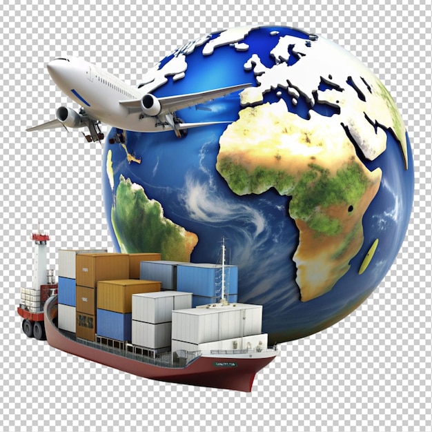 PSD worldwide shipping and transportation concept transparent background