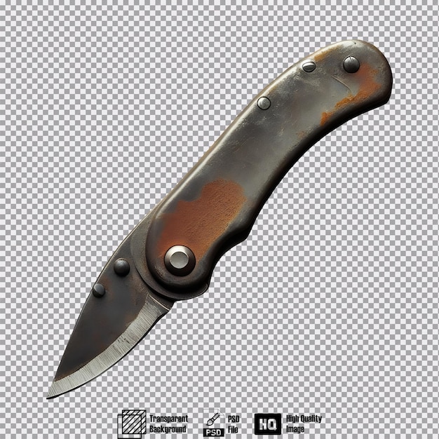 PSD a worn rusty box cutter on transparent background