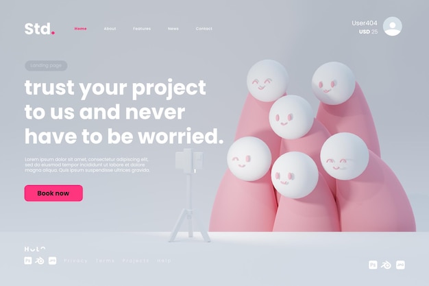 Worry free project manager character landing page