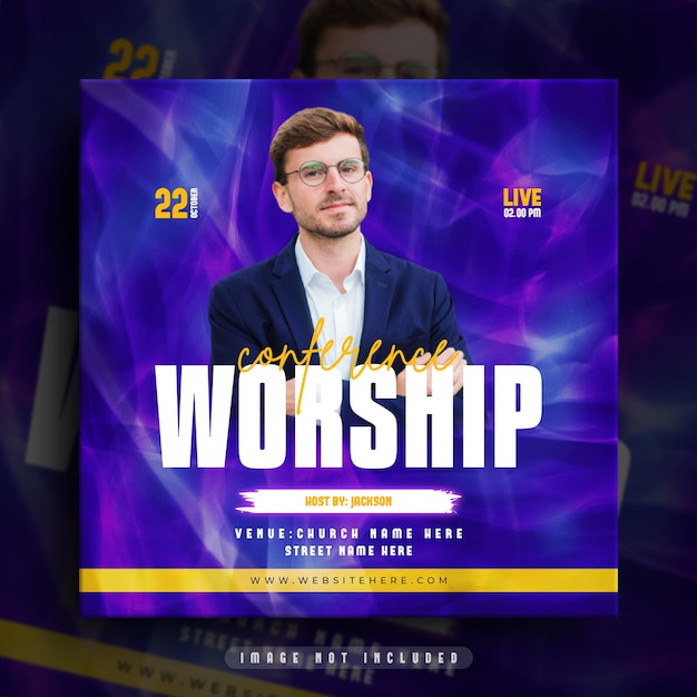 Worship conference instagram social media post web banner