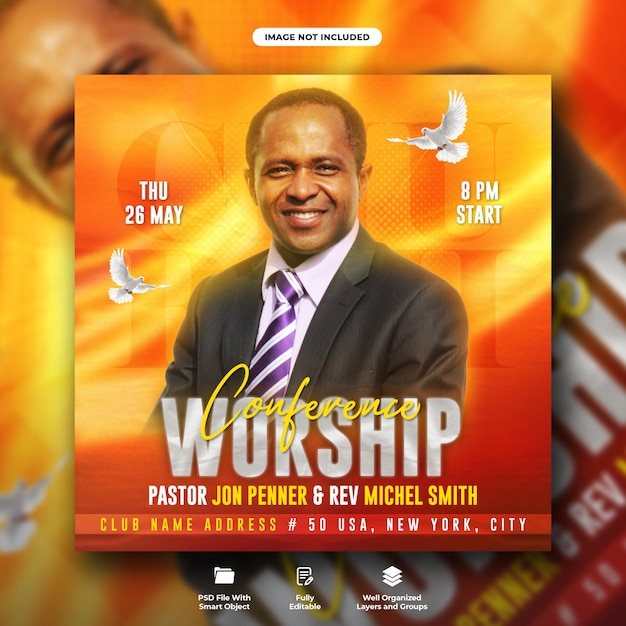 Worship conference social media web banner template