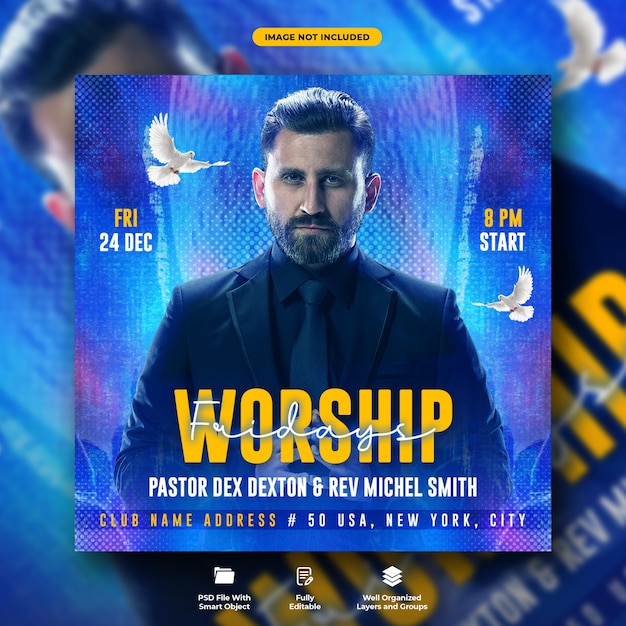 worship social media web banner template