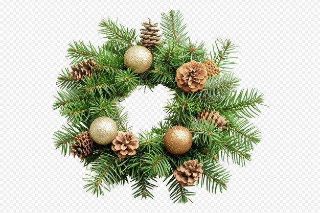 a wreath of pine cones with a gold ball and the word christmas on it