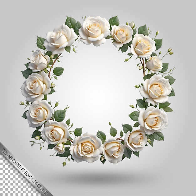 PSD a wreath of roses with a white background and a white background with a white border