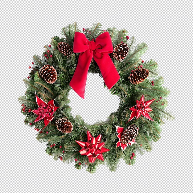 PSD a wreath with a red ball and decorations on it