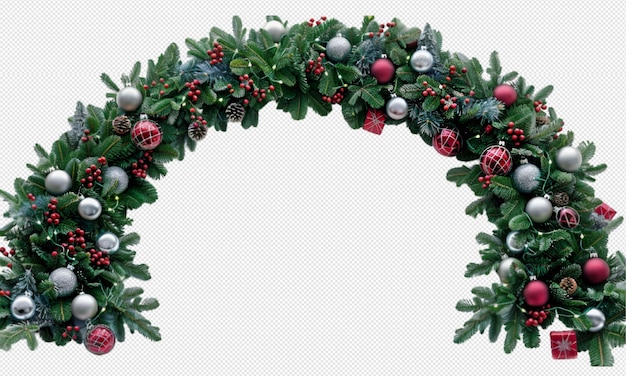 a wreath with a red and green wreath and a white background