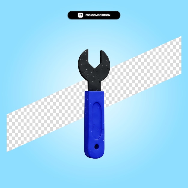 Wrench 3d render illustration isolated