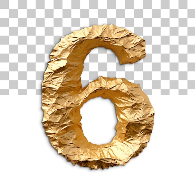 Wrinkled gold paper number cutout