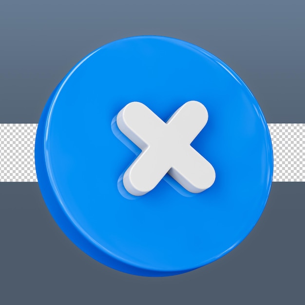 X mark 3d button icon