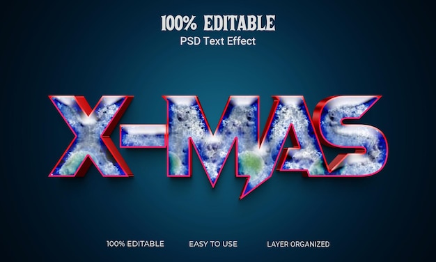 X mas 3D Text Effect Editable File