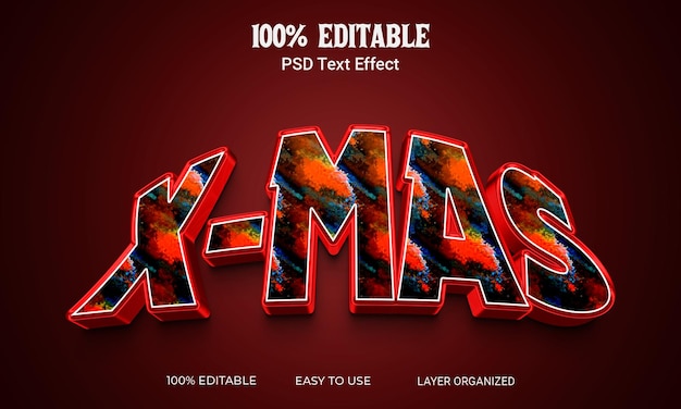 X mas 3D Text Effect Editable File