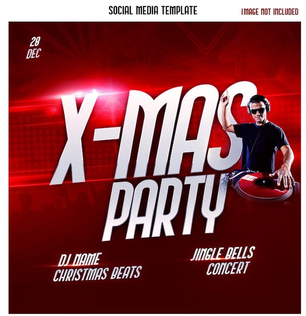 X-mas party invitation social media template - editable psd