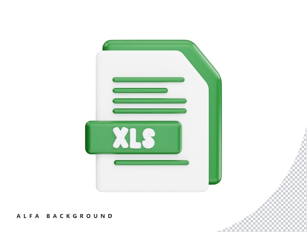 XLS file with 3d vector icon cartoon minimal style