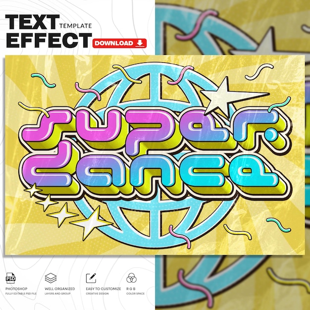 Y2K Style Text Effect PSD Template