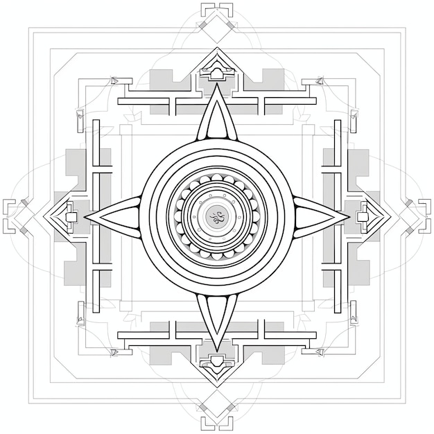 PSD yantra mystical diagram indian illustration realistic