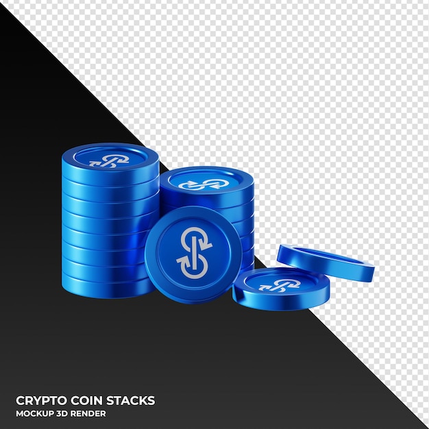 yearn finance YFI coin stacks cryptocurrency 3D render illustration