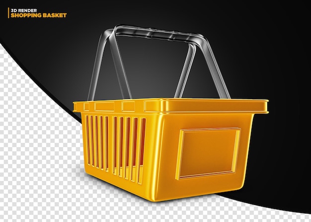 Yello Supermarket shopping basket isolated for composition