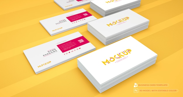 Yellow 3d business card mockup