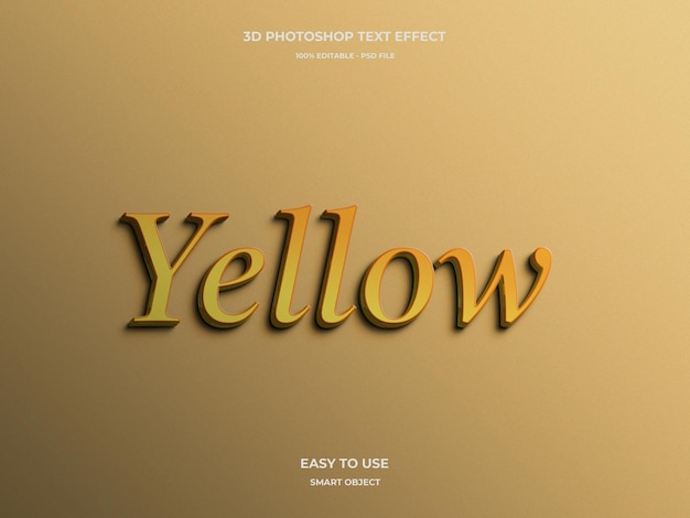 Yellow 3d editable psd text effect